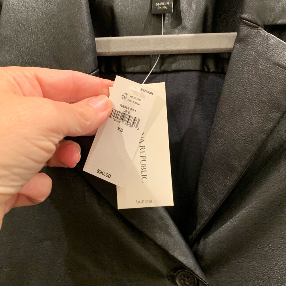 Banana Republic Faux Leather Short Sleeve Shirt - Picture 6 of 7